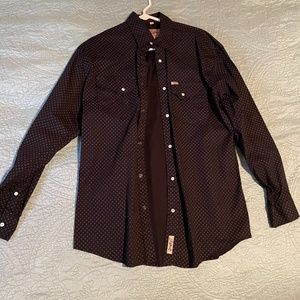 Black Print Men's Rafter C Pearl Snap - Large